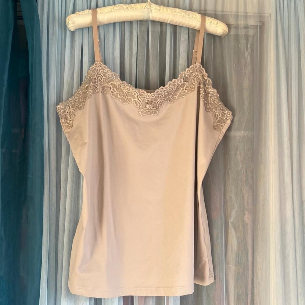 Lace Beaded Grey Cami Top